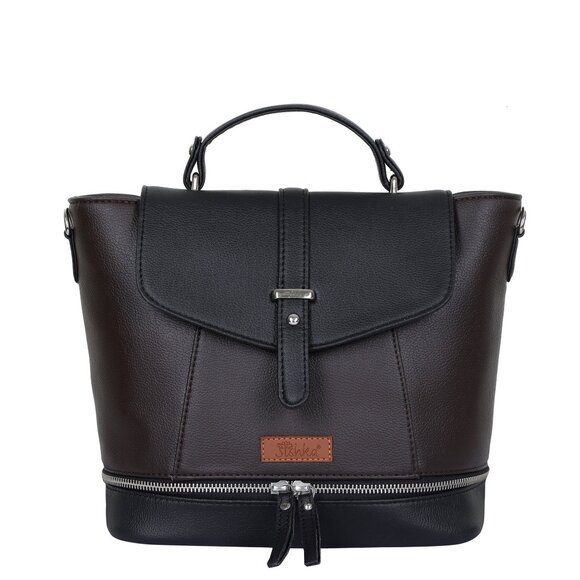 Ladies' Brown Colour Vegan/PU Leather Backpack – Stylish Daypack with Top Handle - Picture 1 of 10